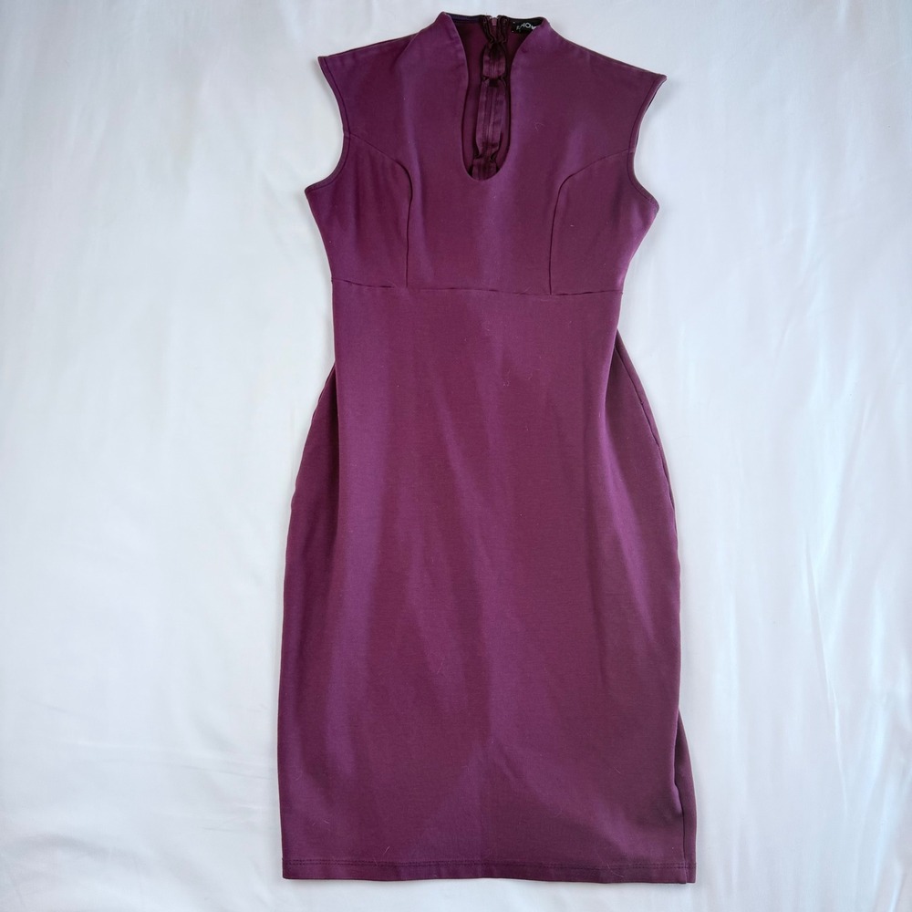 Fashion Nova Womens Purple Mock Neck Keyhole Bodycon Midi Dress Medium GD10853A